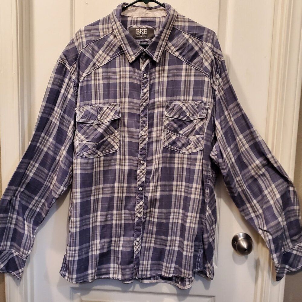 BKE Men's Big & Tall Y2K Classic button down (Pearl snaps) Western XXL - Picture 2 of 8